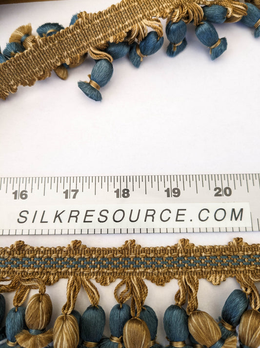 Scalamandre Newport Tassel Fringe - Silk Yellow, Brown & Blue MSRP USD208/y