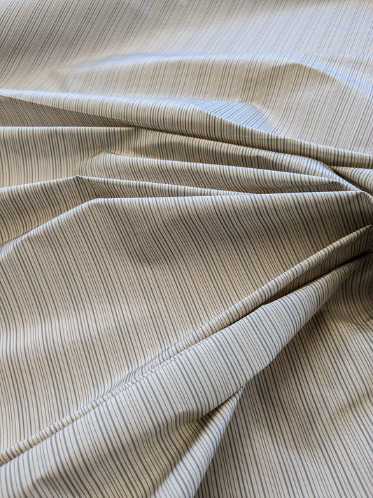 Scalamandre Astley Silk Strie Cream Blue White Pin Stripe Small Scale MSRP USD350+/yard