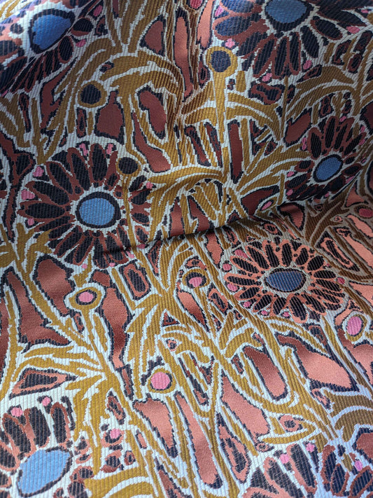 Lelievre Paris Lalique Bois Silk Medallion Botanical Brown Orange Blue Small Scale MSRP 300+/y 51" x 39"