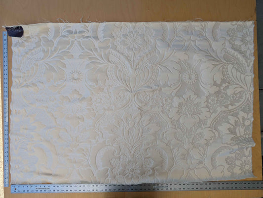 Lelievre Odalisque Ivoire Ivory Cream White Damask Silk Velvet Cut Velvet Floral Botanical French Court Renaissance MSRP USD668/y 56" x 37"