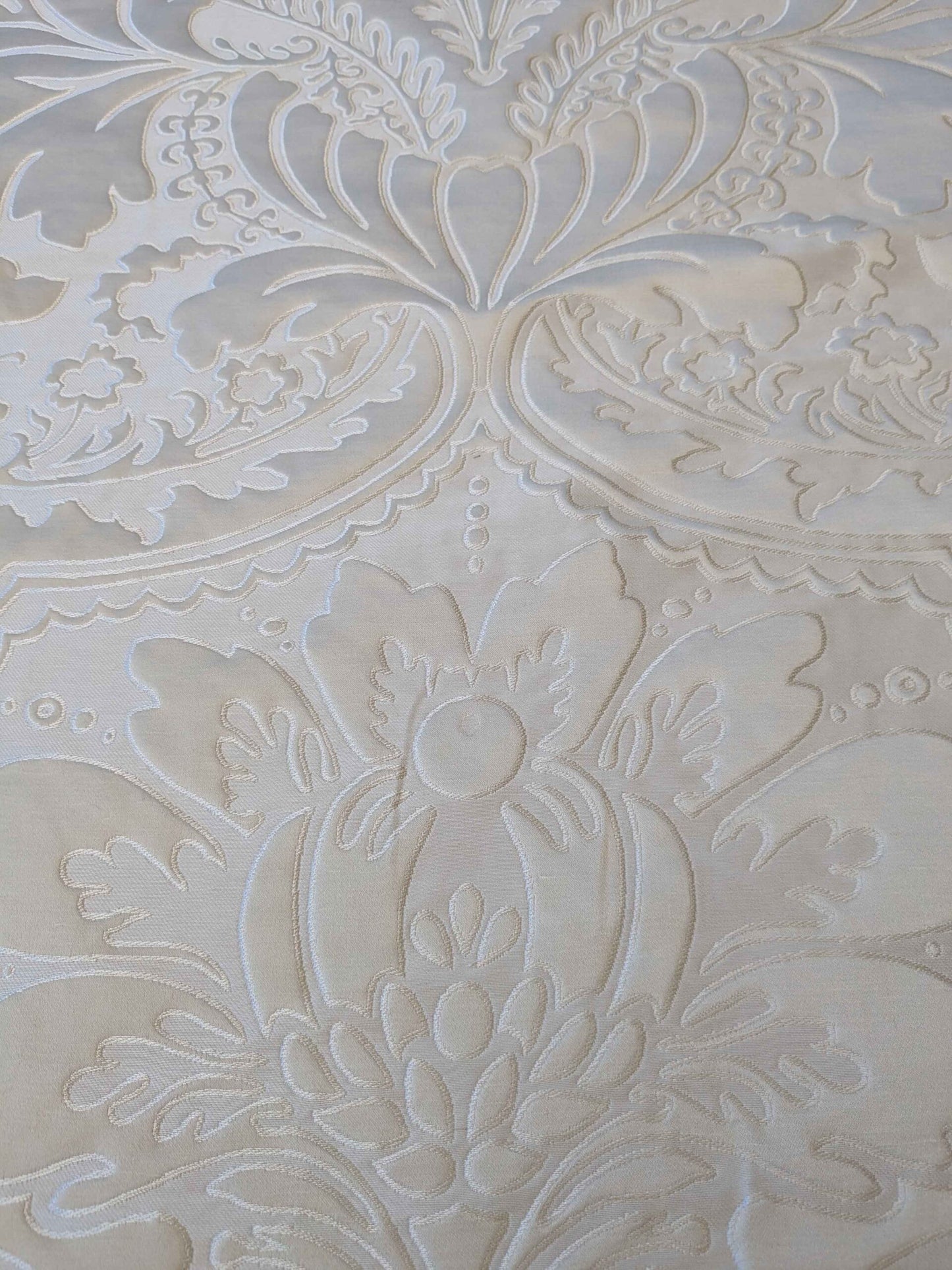 Lelievre Odalisque Ivoire Ivory Cream White Damask Silk Velvet Cut Velvet Floral Botanical French Court Renaissance MSRP USD668/y 56" x 37"