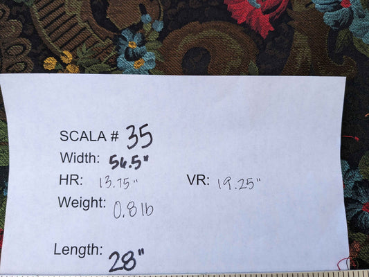 Scalamandre Botanical Floral Tree Foliage Black Brown Red Blue Large Pattern 56.5"Width x 28" Length