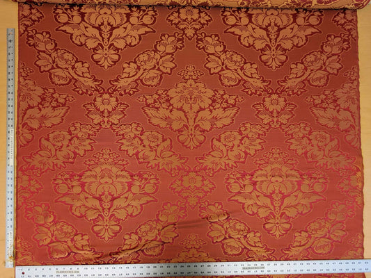 By yard Scalamandre Red Damask Medallion Botanical Renaissance Reversible Historical MSRP USD400+/Y