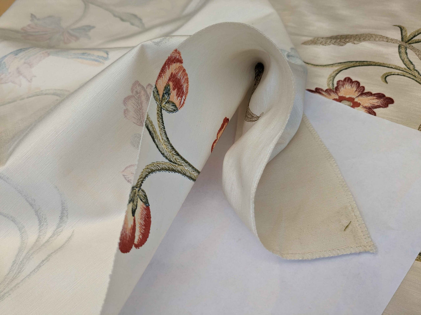 2.3y Scalamandre Birds Botanical Floral Botanical Tree Cream White