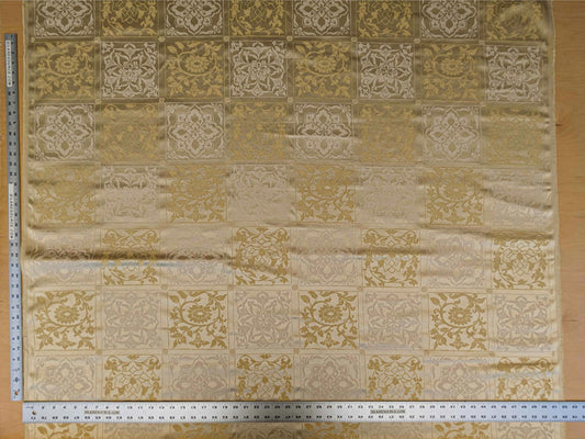 2y Scalamandre Plaid Check Damask Square Historic Art Deco Suzani Renaissance Silk Gold