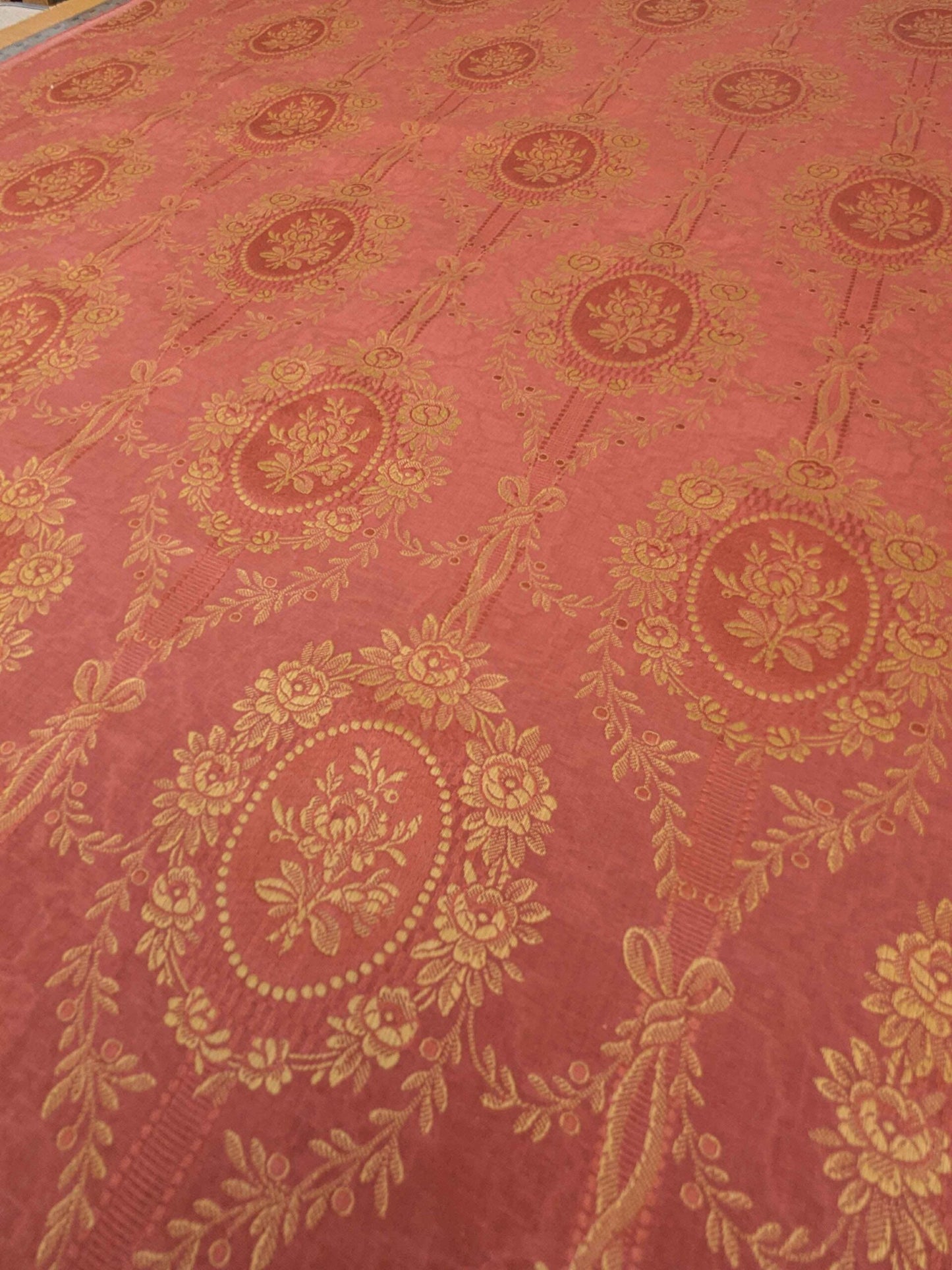 1.2y Scalamandre Medallion Red Gold Damask Floral Botanical Renaissance