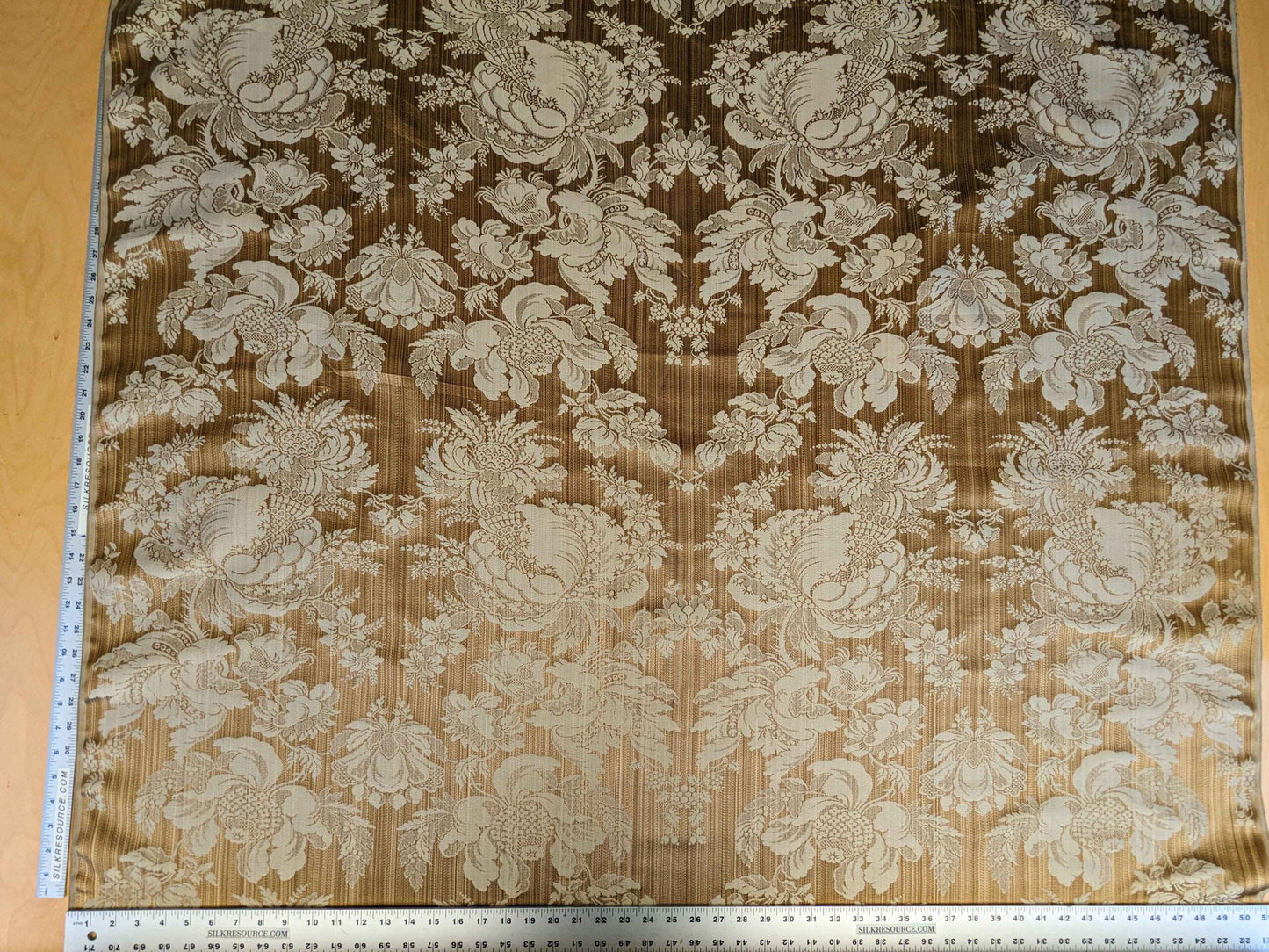 By yard Scalamandre Silk Damask Brown Floral Classic French Botanical Renaissance Large Pattern