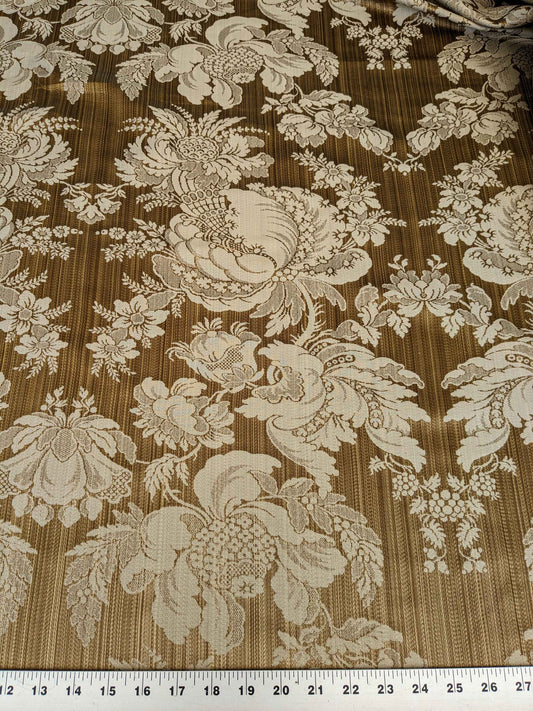 By yard Scalamandre Silk Damask Brown Floral Classic French Botanical Renaissance Large Pattern