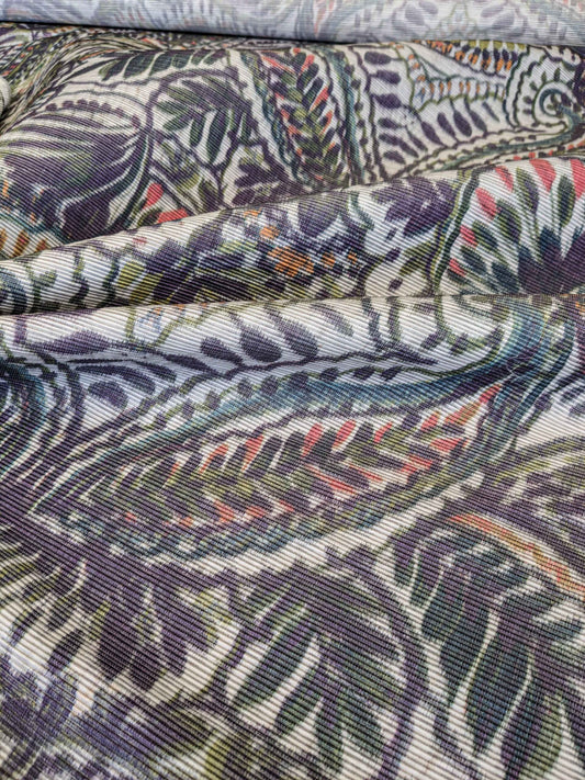 2y Scalamandre Indra Slate Blue Multi Paisley Aztek Mayan Print MSRP USD 202/Y Heavy!