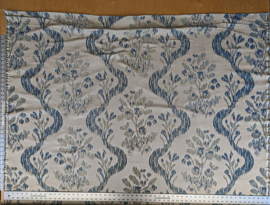 2.25y Scalamandre Visby Beige Blue Silver White Old World Weavers Silk Lampas MSRP USD 895/Y