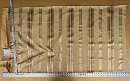 0.8y Scalamandre Gustave Stripe Gold Brown White Old World Weavers 100% Silk Stripe