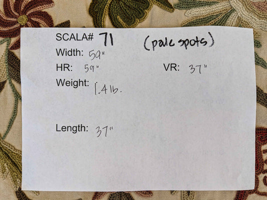 37"w x 59"l Scalamandre Floral Botanical Tree Foliage Brown Green Red on Beige Embroidery Historical