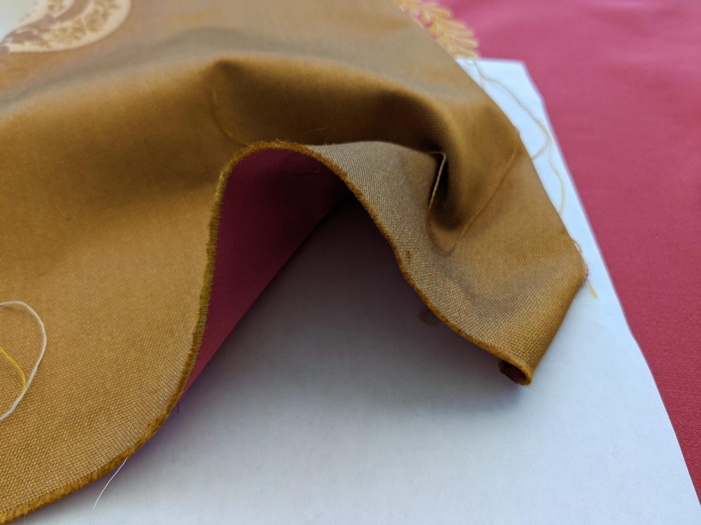 26" x 51" Scalamandre Fauteuil Bessieres Seat & Back Rouge Red Gold French Antique Design Medallion MSRP USD 612/y