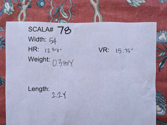 2.2y Scalamandre Floral Botanical Tree Foliage French Court Blue White Gray on Red