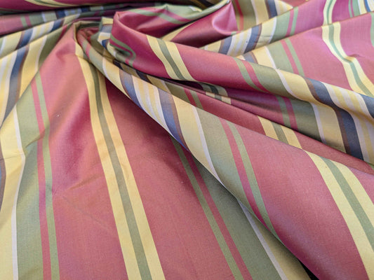 Scalamandre Stripe Silk Taffeta - Red Green Yellow White
