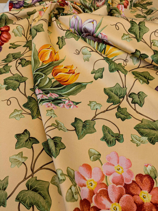 Scalamandré Grey Watkins Le Treillage Fabric - Butter Yellow