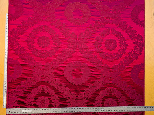 1.9y Tassinari & Chatel Josephine in Cerise Red Silk Damask Medallion Renaissance Neoclassical MSRP USD 1000+/y