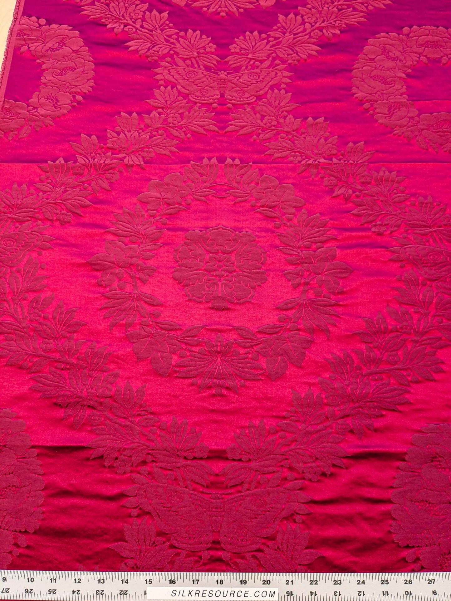 1.9y Tassinari & Chatel Josephine in Cerise Red Silk Damask Medallion Renaissance Neoclassical MSRP USD 1000+/y