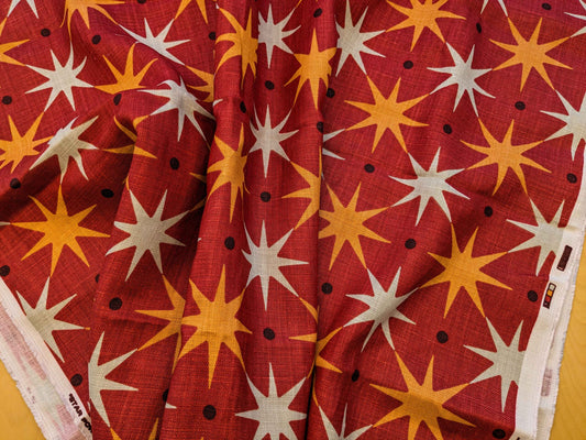 17 EV36 Scalamandre Fabric Star Power Red Yellow White Geometric Diamond Linen 2.6y x 53"W