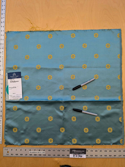 27 EV36 Tassinari and Chatel Davout Seme Bleu Blue Gold Silk Botanical Neoclassical 25"x26"