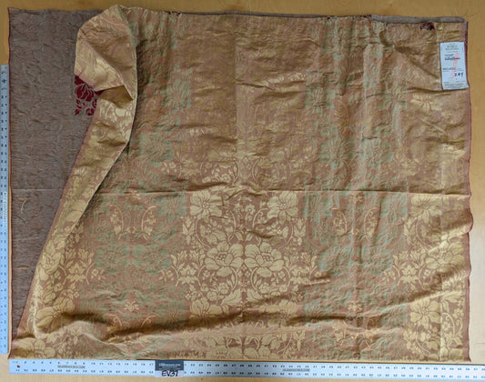 1 EV37 2.4yards Old World Weavers Broche Damask Yellow Red Botanical Floral Renaissance MSRP USD 500+