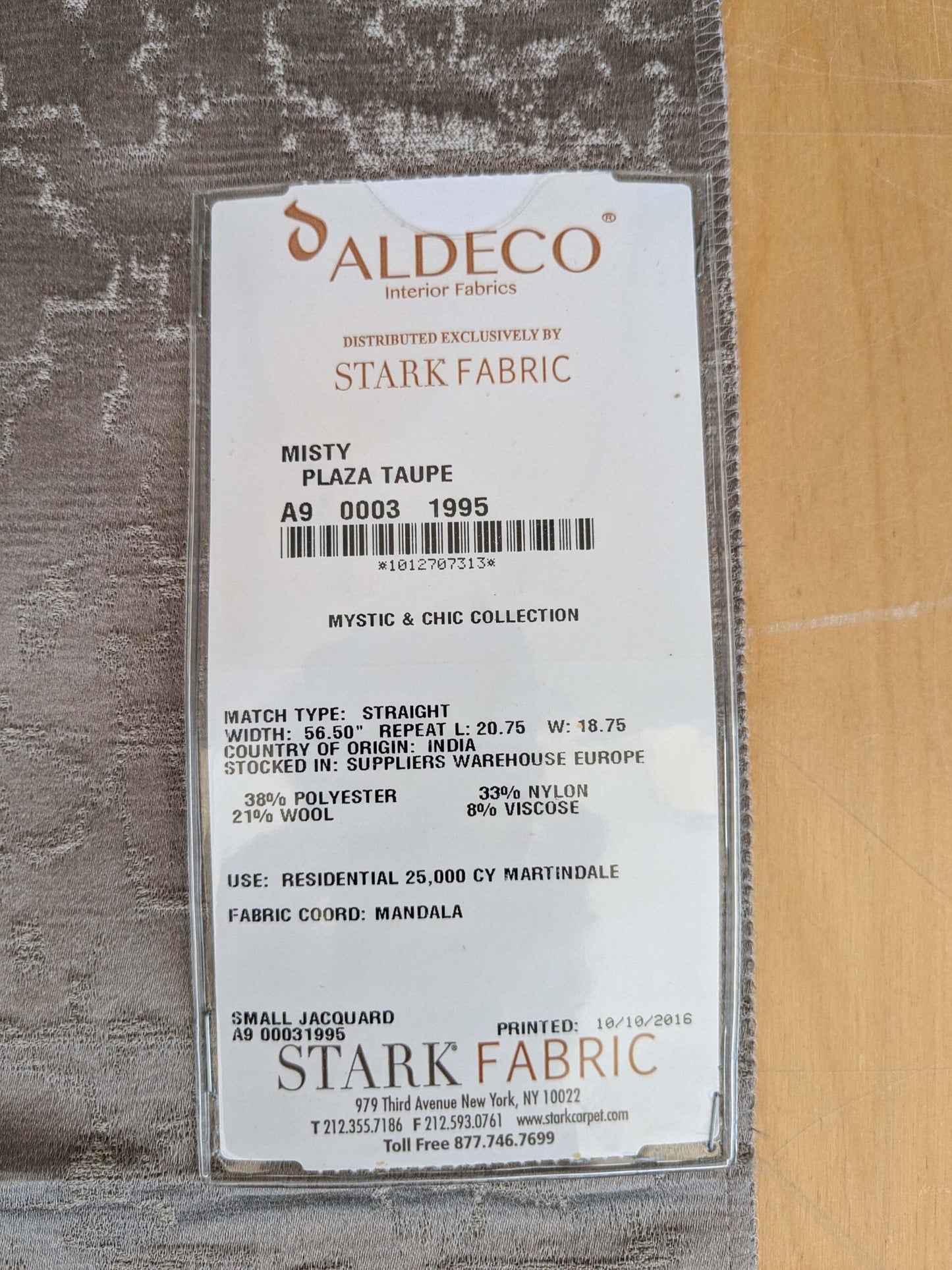 18 EV37 26" x 27" Aldeco Misty Plaza Taupe Brown Abstract Small Jacquard