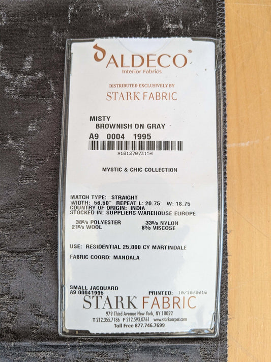 19 EV37 26" x 27" Aldeco Misty Brownish on Gray Abstract Small Jacquard