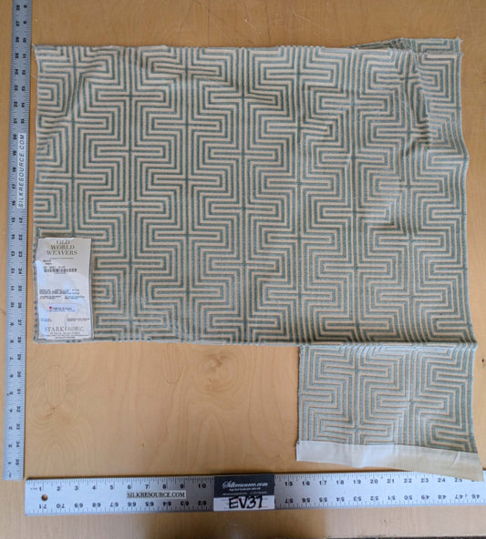 22 EV37 Old World Weavers Nexus Aqua Cut Velvet Blue Beige Viscose Geometric