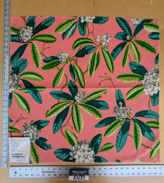 26 EV37 27" x 27" Old World Weavers Rhododendron Greys and Greens on Flamingo Botanical Floral Printed Outdoor