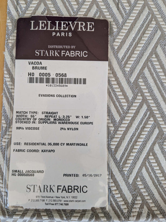 36 EV37 23" x 26" Lelievre Paris Vacoa Brume Gray Diamond Ogee Viscose MSRP USD354/y