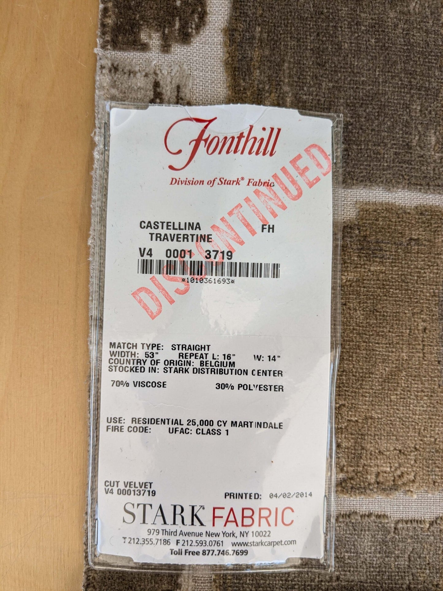 71 EV37 27" x 27" Fonthill Castellina Travertine Cut Velvet Brown Abstract Geometric MSRP USD296/y