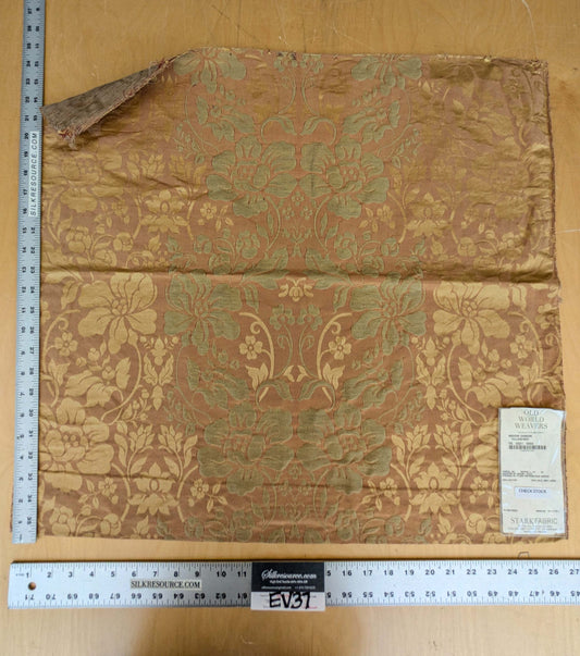 100 EV37 25" x 26" Old World Weavers Broche Damask Yellow/Red Botanical