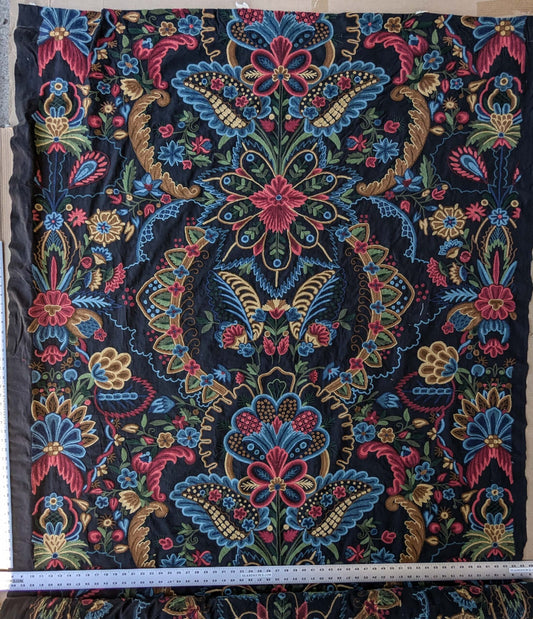 2.5y Scalamandre Magnificent Lalita Wool Crewel Rose Flower Black MSRP USD494/Y