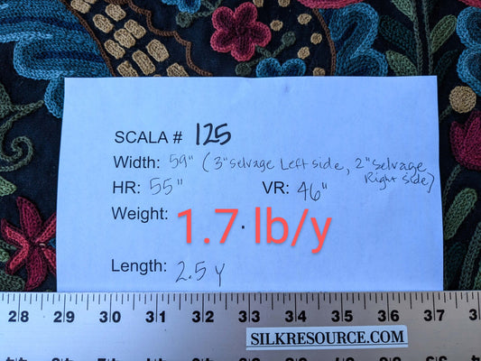 2.5y Scalamandre Magnificent Lalita Wool Crewel Rose Flower Black MSRP USD494/Y