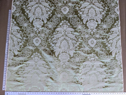 by yard Scalamandre Silk Damask Renaissance Gold Celery Green Medallion Floral DEFECT!