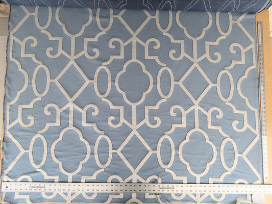 by yard Scalamandre Ming Fretwork Aquamarine Jacquard Chinoiserie Lattice Jacquard MSRP USD 226/yard