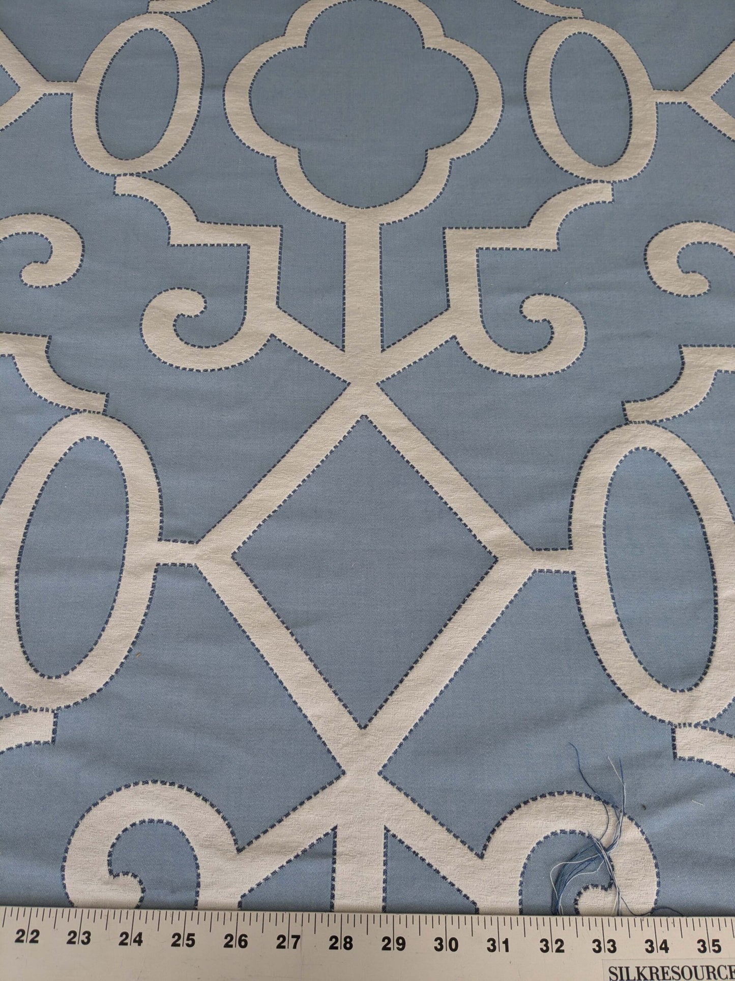 by yard Scalamandre Ming Fretwork Aquamarine Jacquard Chinoiserie Lattice Jacquard MSRP USD 226/yard
