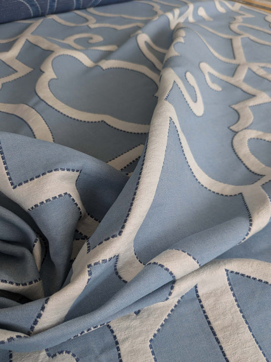 Scalamandre Ming Fretwork Jacquard - Aquamarine