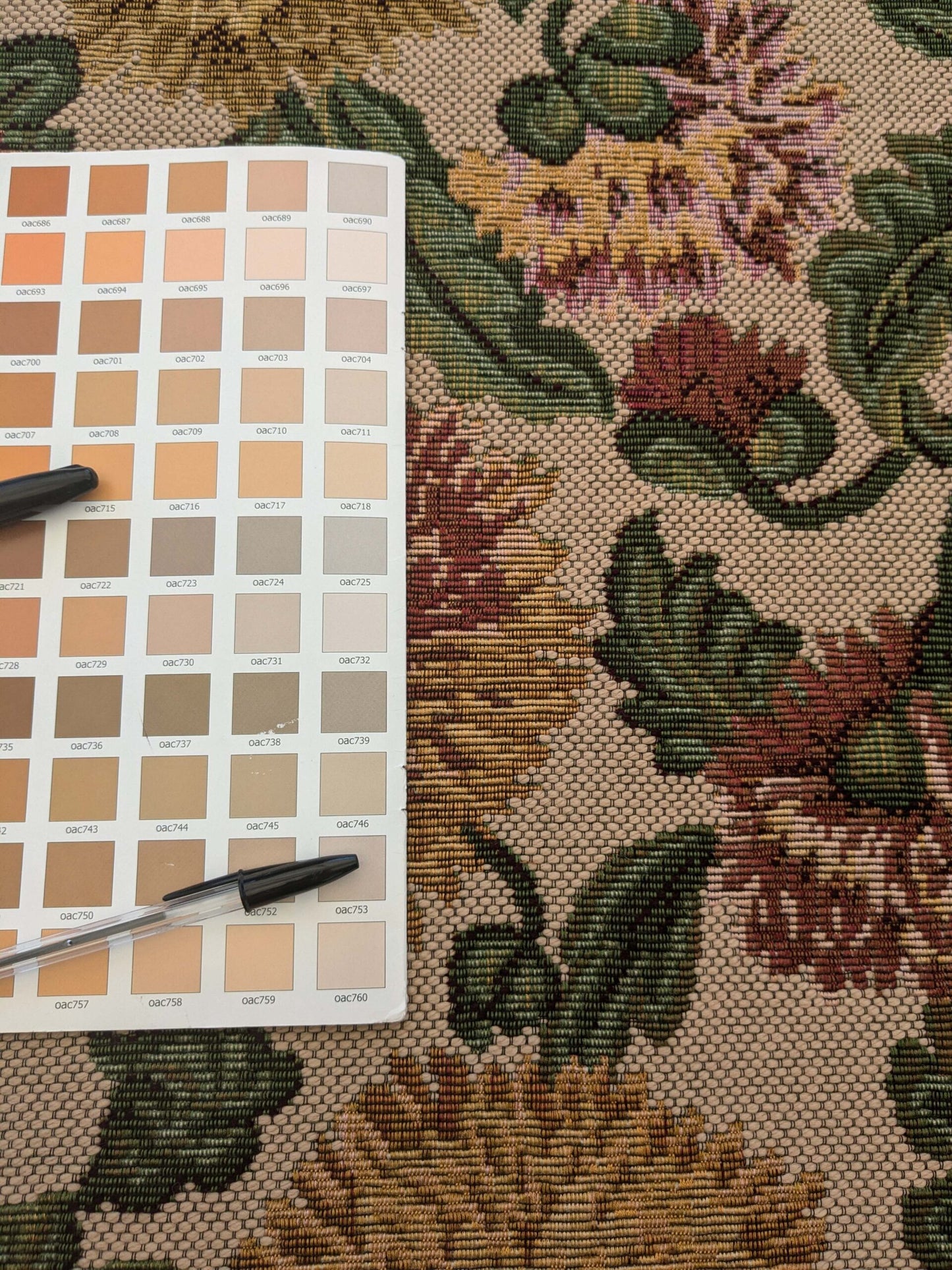 by yard Scalamandre Botanical Floral Jacobean Large Pattern Beige Green Red Tapestry