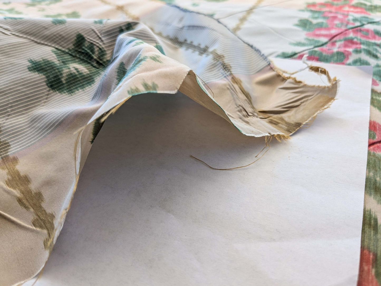 by yard Scalamandre Stripe Art Deco Floral Historical Green Red Light Beige Warp Print