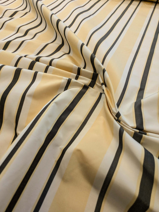 By yard Scalamandre Decatur Stripe Yellow Beige & Charcoal Black White Silk MSRP USD 198/y