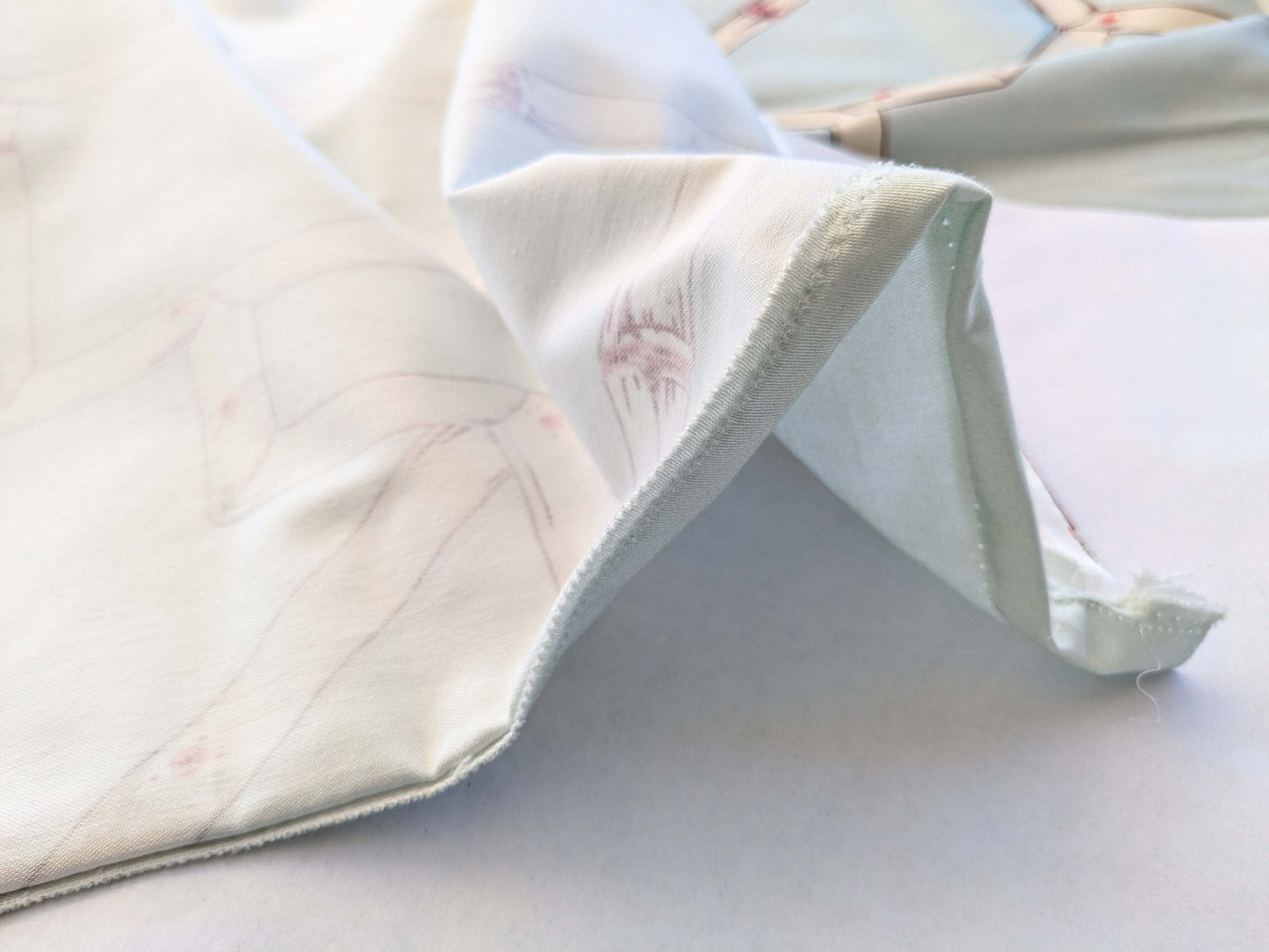 22 EV38 Scalamandre Baldwin Bamboo Print Cream and Red on Aqua Chinoiserie fabric 1.2y