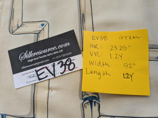 23 EV38 Scalamandre Baldwin Bamboo Print Blue Cream White Chinoiserie fabric 1.2y