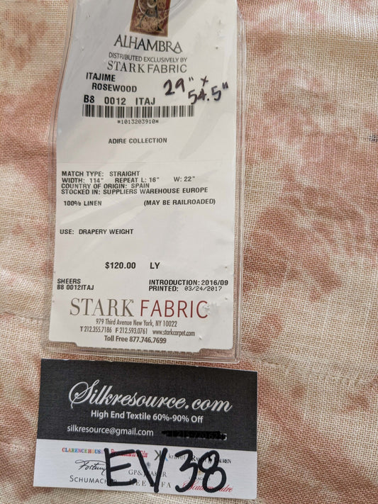 42 EV38 Scalamandre Alhambra Itajime Rosewood Linen Brown White Sheer Diamond 29"x54.5 wide