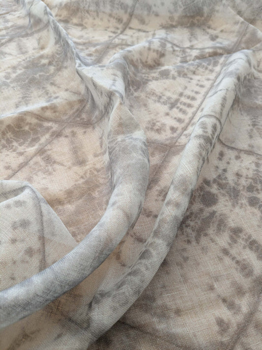 43 EV38 Scalamandre Alhambra Itajime Asphalt Linen Gray White Sheer Diamond 1.3y x 54"wide