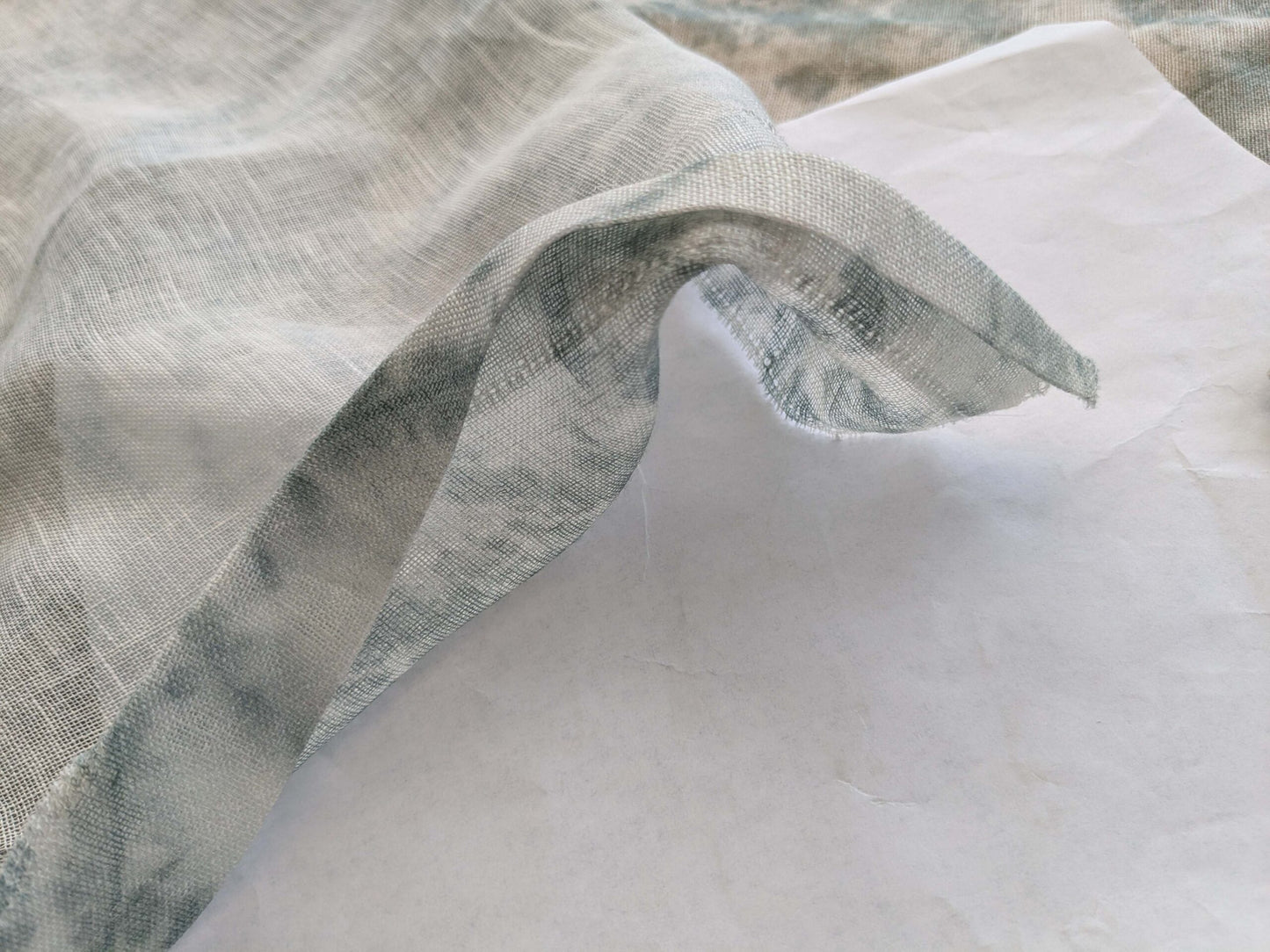 44 EV38 Scalamandre Alhambra Itajime Mint Linen Blue White Sheer Diamond 1.2y x 54"wide