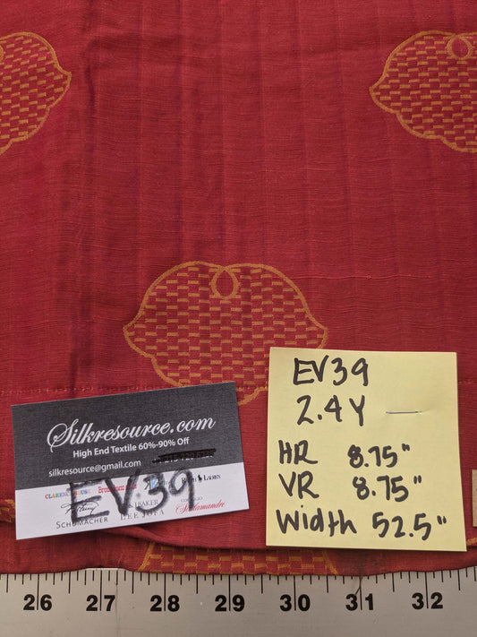 10 EV39 2.4y Scalamandre Colony Fan Faliero Small Scale Red Gold Classy Art Deco