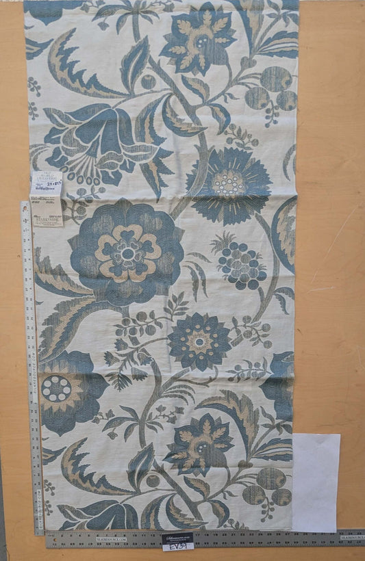 11 EV39 2.4y x 27.5" Scalamandre Spontani Opal Lisere Blue White Floral Botanical Large Pattern