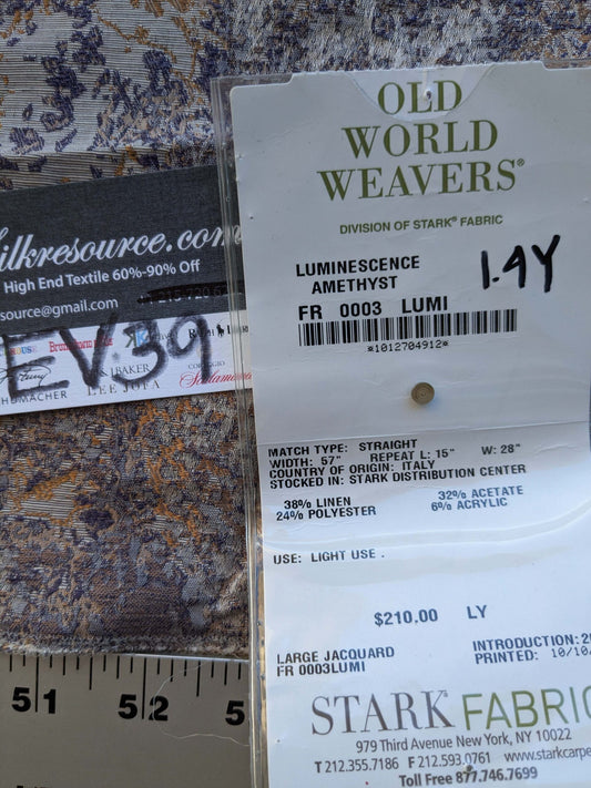 14 EV39 1.4y Scalamandre Old World Weavers Luminescence Amethyst Large Jacquard Abstract Gray MSRP USD 452/y