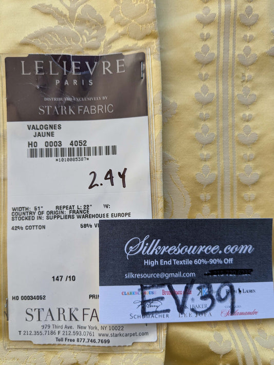 17 EV39 2.4y Scalamandre Lelievre VALOGNES JAUNE Yellow damask French Neoclassical Floral Stripe MSRP USD500+/Yard